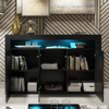 155cm Modern TV Unit Sideboard Cabinet | Black High Gloss Doors | Free LED
