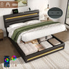 Ottoman Storage Upholstered Bed Frame with Lift-Up & LED Light 5ft King Size Bed