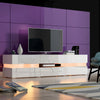 White Modern 177cm TV Unit Stand Cabinet High Gloss & Matt body with LED Lights