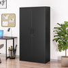 Metal Office Storage Cabinet Lockable Filing Cupboard 4 Shelves Black 180cm