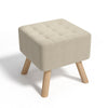 Square Footstool Footrest Pouffe Linen/Velvet/PU Leather Padded Children Seat