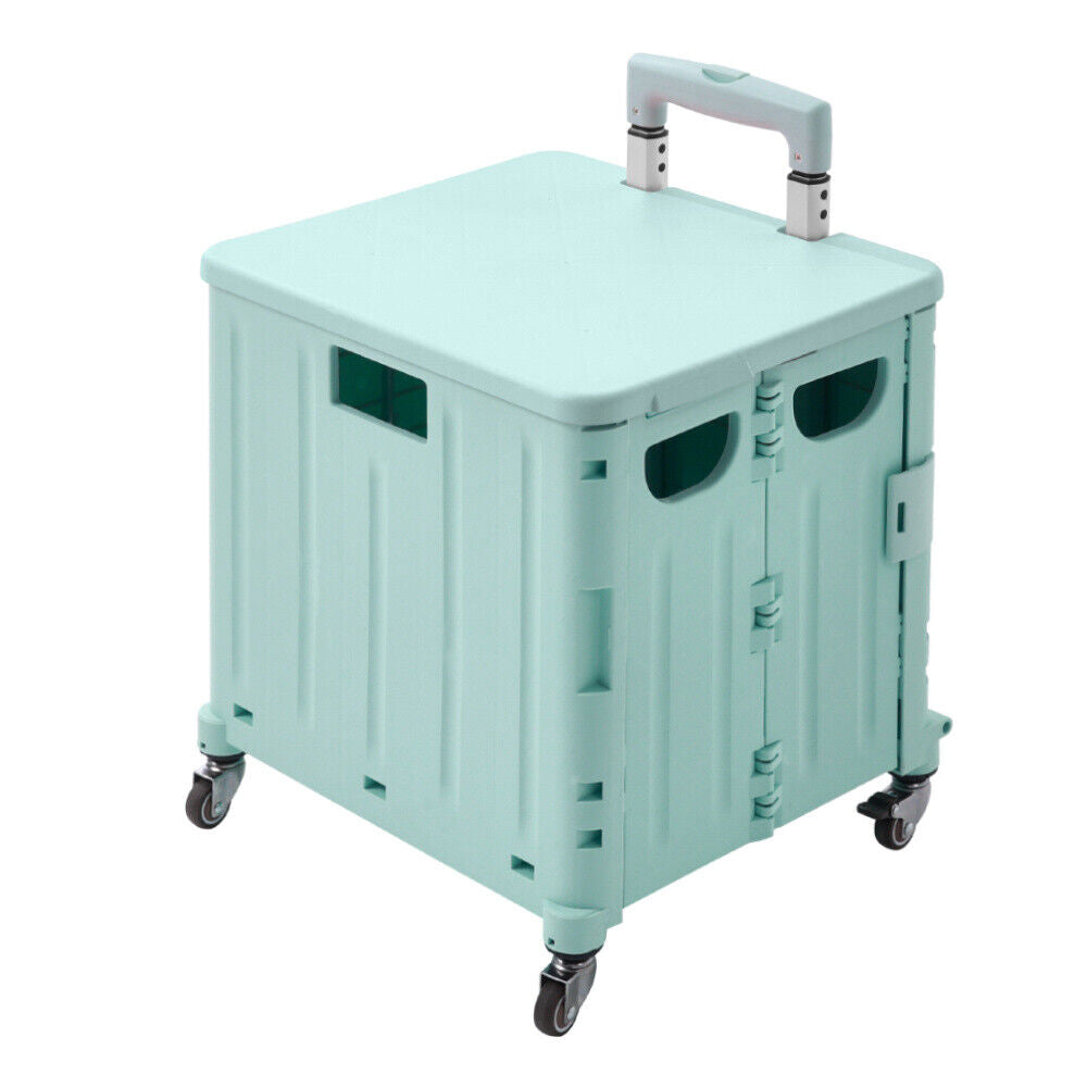Mobile Box Cart 45L Folding Shopping Trolley Grocery Cart Crate Box Wheeled Boot Cart ...