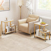 Small Sofa Couch Side Table with Lockable Casters-White