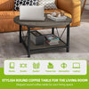 Round Coffee Table with Storage Shelf & Metal Legs, 80cm, for Living Room