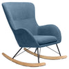 High Back Rocking Armchair Sofa Velvet Linen Solid Wood Swing Lounge Chair Seat