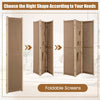 Folding Privacy Screen 3-Panel Linen Room Divider w/ Hooks-Natural