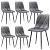 6X Dining Chairs Set Faux Suede Leather Padded Seat Metal Legs Kitchen Office