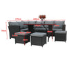 Garden Rattan Furniture Set 9 Seater Lounger Sofa Footstool Glass Table Black