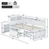 Single Bed with Bookcase Multifunctional Wooden Bed Frame with Drawer Storage