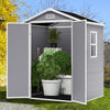 6x4.4FT Grey Plastic Shed Outdoor Garden Tools Storage House with 2 Doors Window