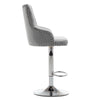 2x Velvet Bar Stools Kitchen High Chair Button Tufted Back Breakfast Stools Grey
