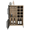 Cabinet Cupboard Sideboard Drinks Bar 2 Grey Oak Doors and 8 Bottle Wine Rack