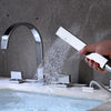 Bathroom 5-Hole Chrome Sink Bath Filler Tap & Hand Held Shower Mixer Taps Faucet