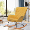 Modern Rocking Chair Fabric Padded High Back Wooden Legs Lounge Rocker Armchair
