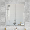 White Bathroom Cabinet Mirrored Surface 2 Doors 3 Shelves Wall Mounted Storage