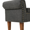 Linen Upholstered Arm Bench Bed End Window Seat Ottoman Storage Stool Bedroom UK
