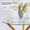 Round Clear Tempered Glass Dining Table Golden Metal Legs Dining Room Kitchen