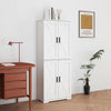 Kitchen Pantry Cabinet Tall 4 Door Adjustable Shelves Storage White Wood Unit
