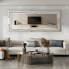 Full Length Crushed Diamond Wall Mirror Crystal Glass Silver Rectangle Dressing