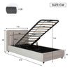 Ottoman Storage Bed Frame 3ft Single Size Bed with Headboard Velvet Fabric Beige