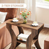 60cm Farmhouse End Table, 3-Tier Wood Side Table with Storage for Living Room