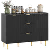 Sideboard Buffet Cabinet w/ 3 Drawers and Adjustable Shelves, Black