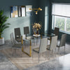 Rectangular Glass Dining Room Set with PU Chairs Kitchen Table and Chairs Set