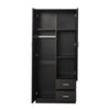 Modern 2 Door 2 Drawer Wardrobe with Shelf Hanging Rail Clothes Storage Cupboard
