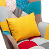 Occasional Scalloped Button High Back Fabric Armchair Sofa Chair Footrest Stool