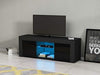 TV Console Unit 2 Doors Storage Cabinets With Glass Shelf RGB LED Lighted for TV