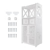 4 Tier Bathroom Storage Cabinet 2 Door Cupboard Free Standing Rack Unit White