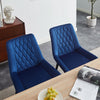 Set of 2 Velvet Dining Chairs Padded Seat Kitchen Chairs Metal Leg Blue Grey