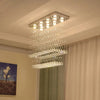 Rectangular Crystal Chandelier Ceiling Lamp Raindrop Light Dining Room Kitchen