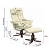Faux Leather Swivel Recliner Chair Wooden Base w/Foot Stool Armchair Home Office