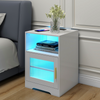 LED Bedside Table RGB Lighted Storage Nightstand Cabinet with Charging Station