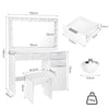 Modern Dressing Table with LED Lights Mirror Stool Drawers Vanity Makeup Desk