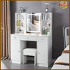 Dressing Table w/ LED Mirror Makeup Organizer Desk Modern Vanity Table Stool Set