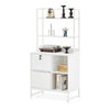White Multifunctional Bookshelf Storage Cabinet Bookcase 2 Shelves & Cupboard