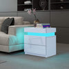 Bedside Table Cabinet 2 Drawers LED High Gloss Front Nightstand Storage Unit