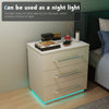High Gloss Bedside Table RGB LED Nightstand 2/3 Drawers Side Table Storage