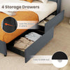 Costway King Size 5FT Bed Frame Upholstered Platform Bed with LED Lights