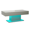 LED Coffee Table with LED Lights Center Cocktail Table for Living Room Grey New