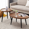 Solid Wood Nesting Coffee Table Set of 2 Oval Round Sofa Tea Tables Living Room
