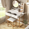 Modern Vanity Dressing Table with LED Light Mirror Stool Shelves 2 Drawers