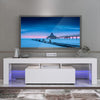 130CM Width White Modern TV Stand Matt Cabinet Unit High Gloss Door LED Light