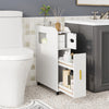 Small Bathroom Storage Cabinet with Toilet Brush Holder-White