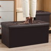 Black Faux Leather Two-seater Folding Storage Stool Storage Toy Box Chair Seat