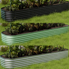 Galvanised Raised Garden Bed Metal Planter Box w/Open Bottom, Grey/Green/Sliver