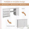 Multipurpose Sewing Machine Desk with Storage Shelves-White