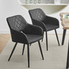 Grey Dining Chairs Set of 2 Faux Leather Diamond Seat with Hole Modern Chair